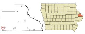 Jackson County Iowa Incorporated and Unincorporated areas Monmouth Highlighted.svg