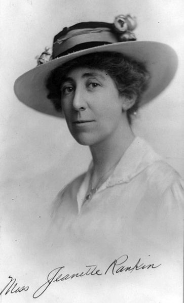 Sometimes called the "Lady of the House", Jeannette Rankin entered the House of Representatives in 1917 as the first woman in Congress.