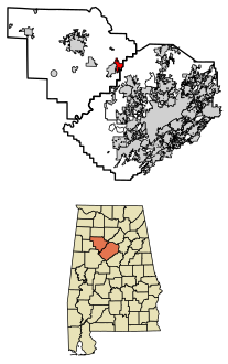 Jefferson County and Walker County Alabama Incorporated and Unincorporated areas Sumiton Highlighted 0173848.svg