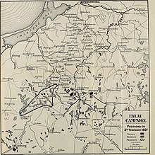 The Eylau campaign. Positions on 3 February 1807. Jena to Eylau - the disgrace and the redemption of the Old-Prussian army, a study in military history (1913) (14597886000).jpg