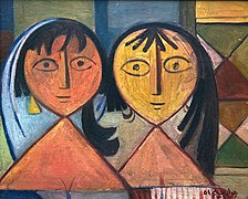 امرأتان، بريشة جواد سليم، 1951. مؤسسة بارجيل للفنون.