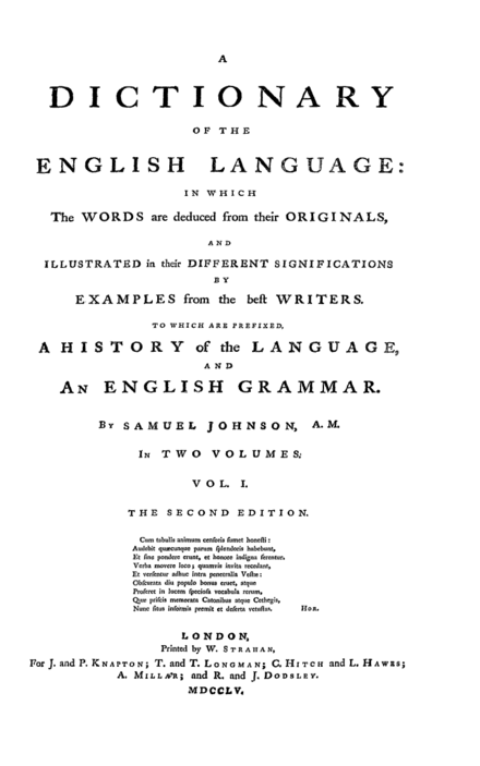 Title page from the second edition of the Dictionary