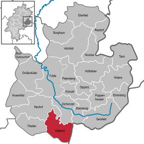 Poziția gemeindee Kalbach pe harta districtului Fulda