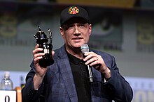 Kevin Feige receiving the Inkpot Award at the 2017 San Diego Comic-Con. Kevin Feige (36078790552).jpg