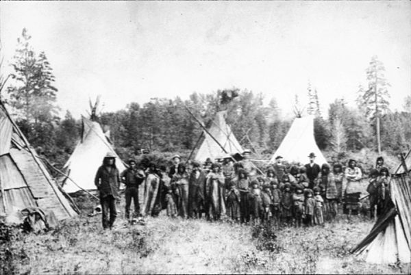 Kootenai group with tepees, circa 1900