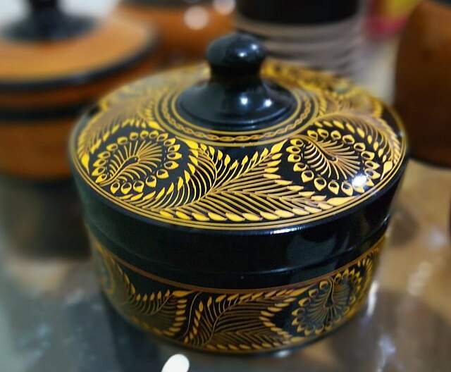 Laksha is a traditional form of lacquerware from Sri Lanka which is made from shellac derived from Lac.