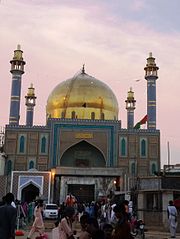 Tomb of Lal Shahbaz Qalandar, also known as Jhulelal Qalandar, in Sindh, Pakistan. Lal Shahbaz Qalandar.jpg