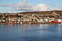 The Shetland Islands, according to the Scottish census in 2022, is the most irreligious council area in Scotland, with 62.8% professing no religious affiliation. Lerwick, view from a ferry.jpg