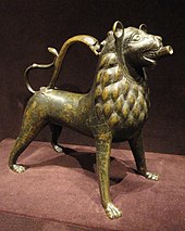 Brass aquamanile from Lower Saxony, Germany, c. 1250 Lion Aquamanile, 1200-1250 AD, German, Lower Saxony, Hildesheim, bronze - Cleveland Museum of Art - DSC08638.JPG