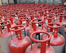 Cylinders with LPG in India Liquefied petroleum gas cylinders.jpg