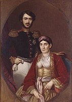 Portrait de Ljubica Obrenović avec son fils le prince Michel, par Stevan Todorović, Konak de la princesse Ljubica à Belgrade.