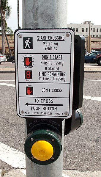 A pedestrian call button