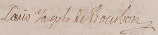 Signature de Louis V Joseph de Bourbon-Condé