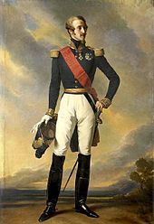 Tableau représentant un homme en tenue de militaire du XIXe siècle.