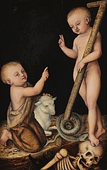 El Niño Jesús adorado por San Juan Bautista, de Lucas Cranach el Viejo.