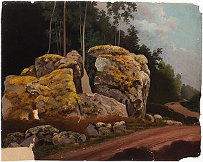 Landscape Study, Mossy Rocks at Roadside