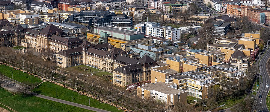The University Hospital Mannheim viewed from the telecommunication tower