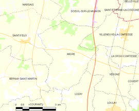 Mapa obce Migré