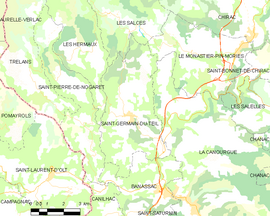 Mapa obce Saint-Germain-du-Teil