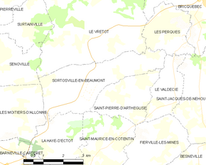 Poziția localității Sortosville-en-Beaumont