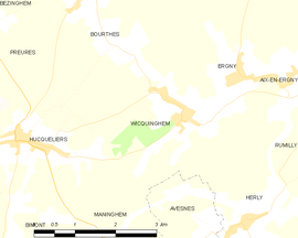 Mapa obce Wicquinghem