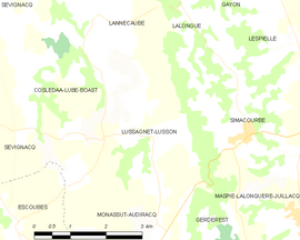 Mapa obce Lussagnet-Lusson