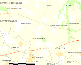 Mapa obce Grigneuseville
