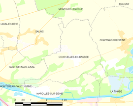 Mapa obce Courcelles-en-Bassée