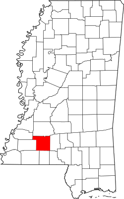 map of Mississippi highlighting Lincoln County