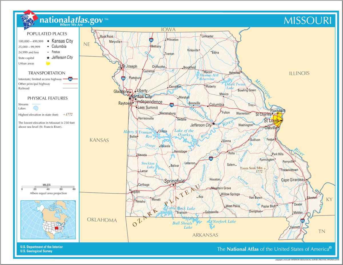 karta missouri Liste der Ortschaften in Missouri – Wikipedia