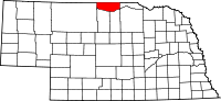Map of Nebraska highlighting Keya Paha County
