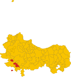 Position of コムーネ in the Palermo prefecture