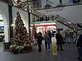 Maryland House former main atrium, decorated for Christmas.