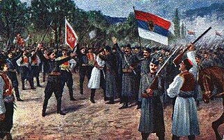 Meeting of army of Serbia and army of Montenegro in Peć