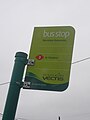 The bus stop flag at Dovecotes, on Merstone Lane, Merstone, Isle of Wight for Southern Vectis route 3. From the timetable change on 5 September 2010 route 3 was re-routed to serve the main road through Rookley, with route 2 being re-routed to serve Merstone.