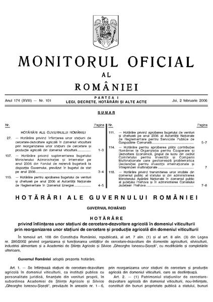 File:Monitorul Oficial al României. Partea I 2006-02-02, nr. 101.pdf