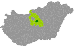 Monor District in Ungarn und Pest County.