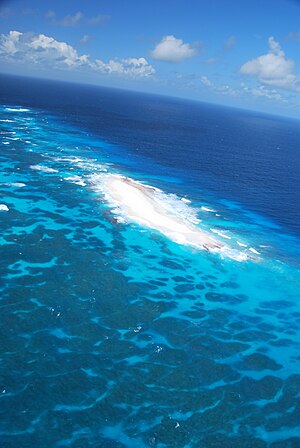 Oblique aerial view of the island from the north-northeast