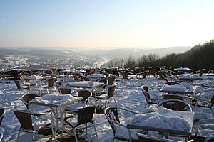 The valley of the Meuse seen from the terrace of Café du Panorama in Namur (Belgium).