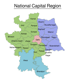 দিল্লী জাতীয় রাজধানী অঞ্চলের মানচিত্র