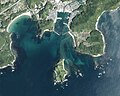 箆野島と由岐漁港（美波町）周辺の空中写真。（2017年撮影）
