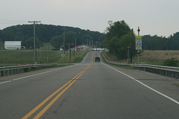 A view of SR 93 while traveling south of Jackson, Ohio toward Oak Hill, Ohio. On the left is Jackson Southview Elementary and the OSU/URG Extension bu