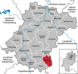 Läget för Oberaula i Schwalm-Eder-Kreis