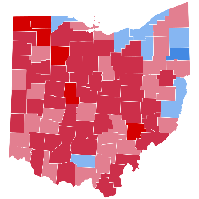 Map of election results by county