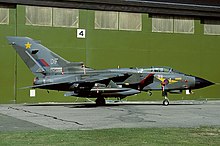 Tornado GR.1 ZD811 of No. 31 Squadron at RAF Waddington, August 1986.