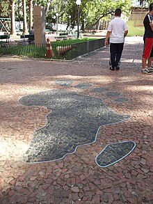 The "Pegada Africana" at Alfandega Square, one of the landmarks of the Black History Museum. Pegada Africana.JPG