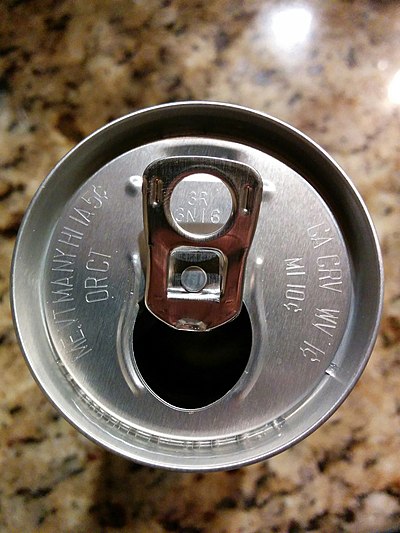 Top of a can of carbonated mineral water