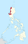 Mapa Filipín zvýrazňující region Ilocos