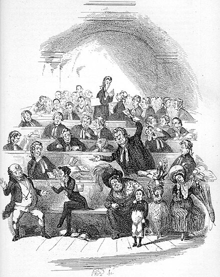 The Trial of Bardell v. Pickwick - illustration by Hablot Knight Browne (1867)