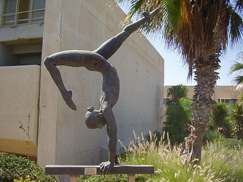 A sculpture of a gymnast at the Wingate Institute in Israel.